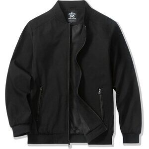 Men's Black Stylish Fashion Bomber Jackets Coats Casual Zipper Pockets